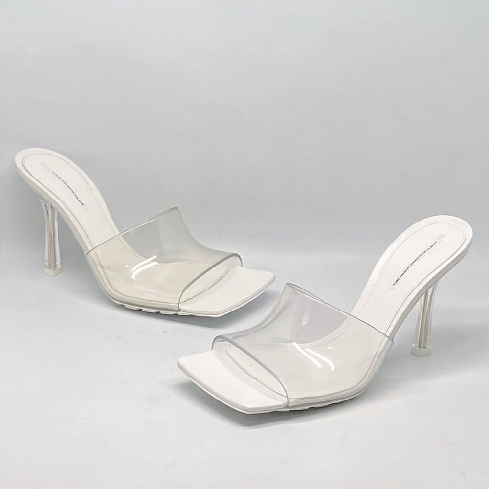 Bottega Veneta Clear High Heel Slide Sandals size 36
